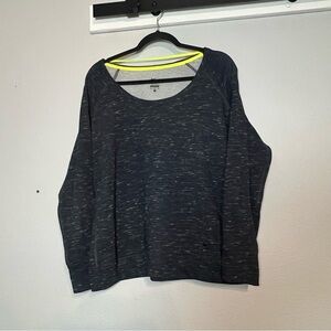 Nike Dri-Fit Women Gym Epic Fleck Pullover Sweatshirt XL Navy Lime Green